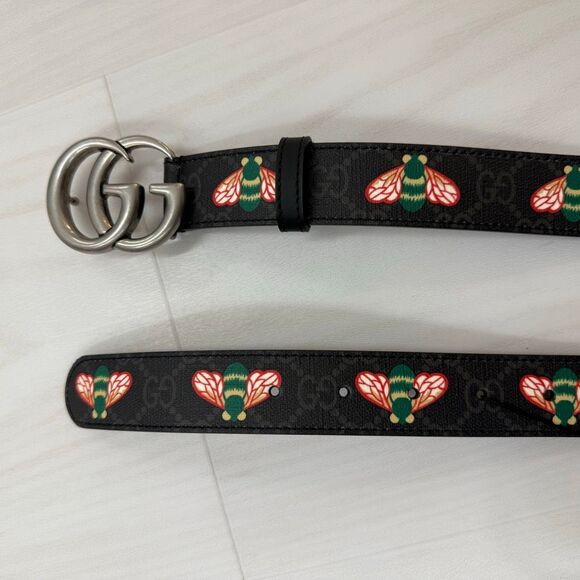 GUCCI GG SUPREME UNISEX BEE LEATHER BELT - Picture 5 of 8